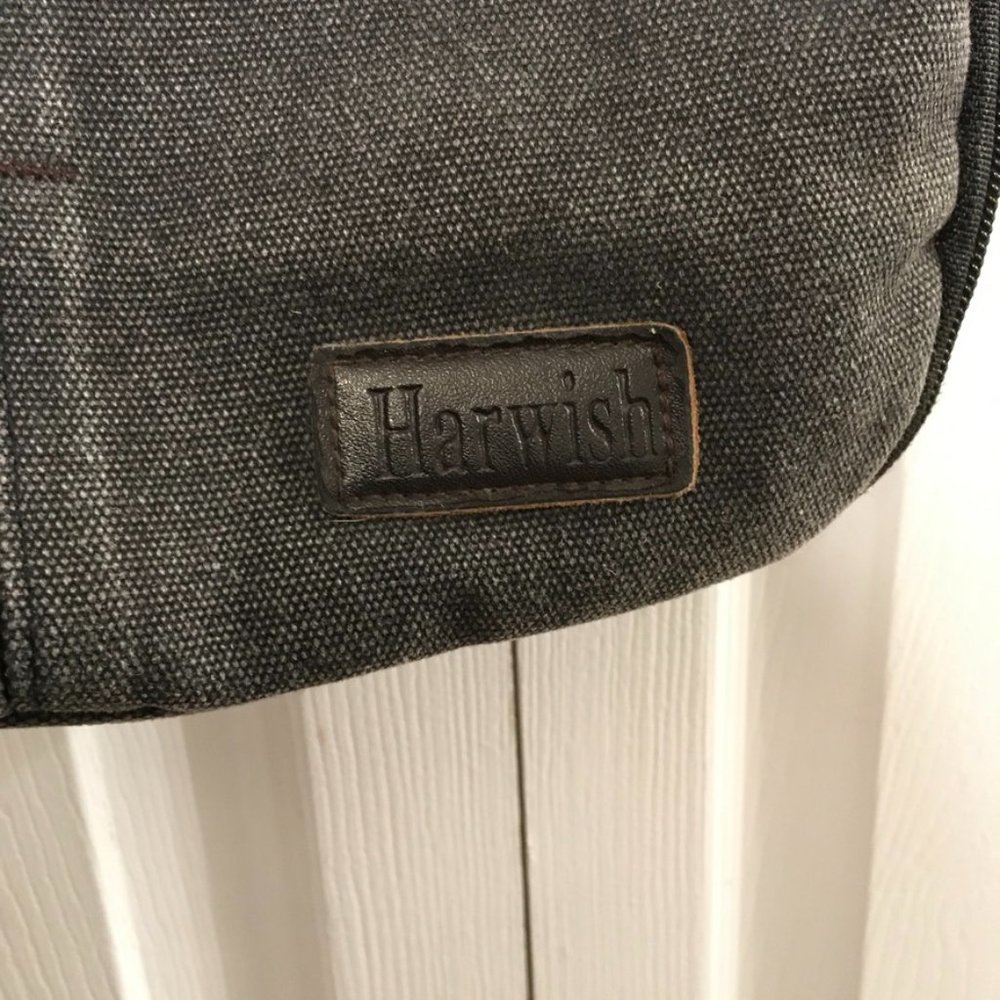 Harwish Unisex Canvas Gray Shoulder Bag - Picture 3 of 15